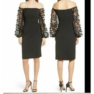 NEW WITH TAGS-Nicole Miller Slip Dress Sz 6 Black Sequin & Mesh Accents